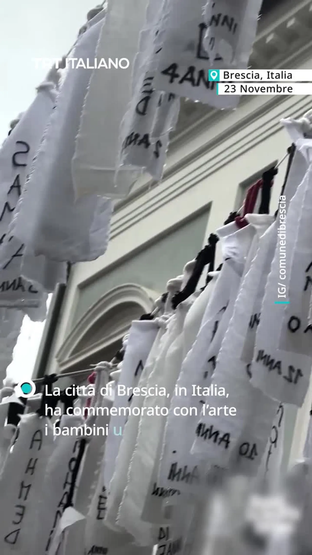 La città di Brescia ha commemorato con l’arte i bambini uccisi a Gaza