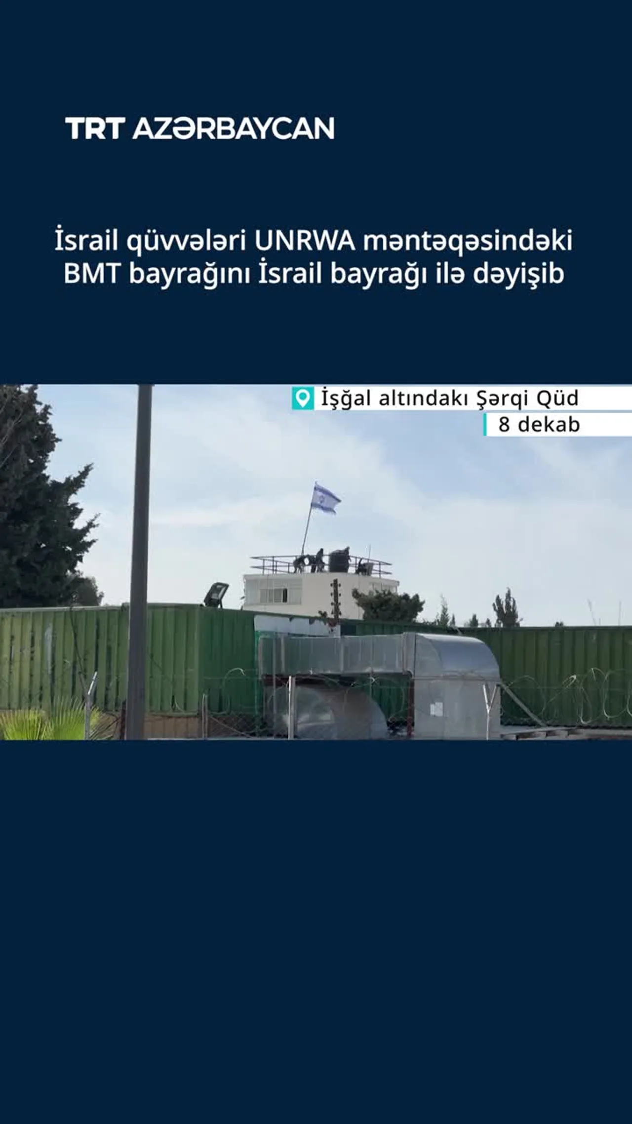 İsrail polisi BMT bayrağının yerinə İsrail bayrağını asıb