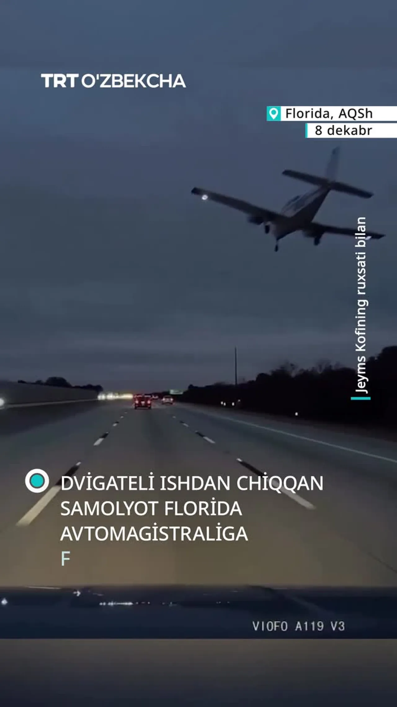 Floridada nosozlikka uchragan samolyot favqulodda qo‘ndi