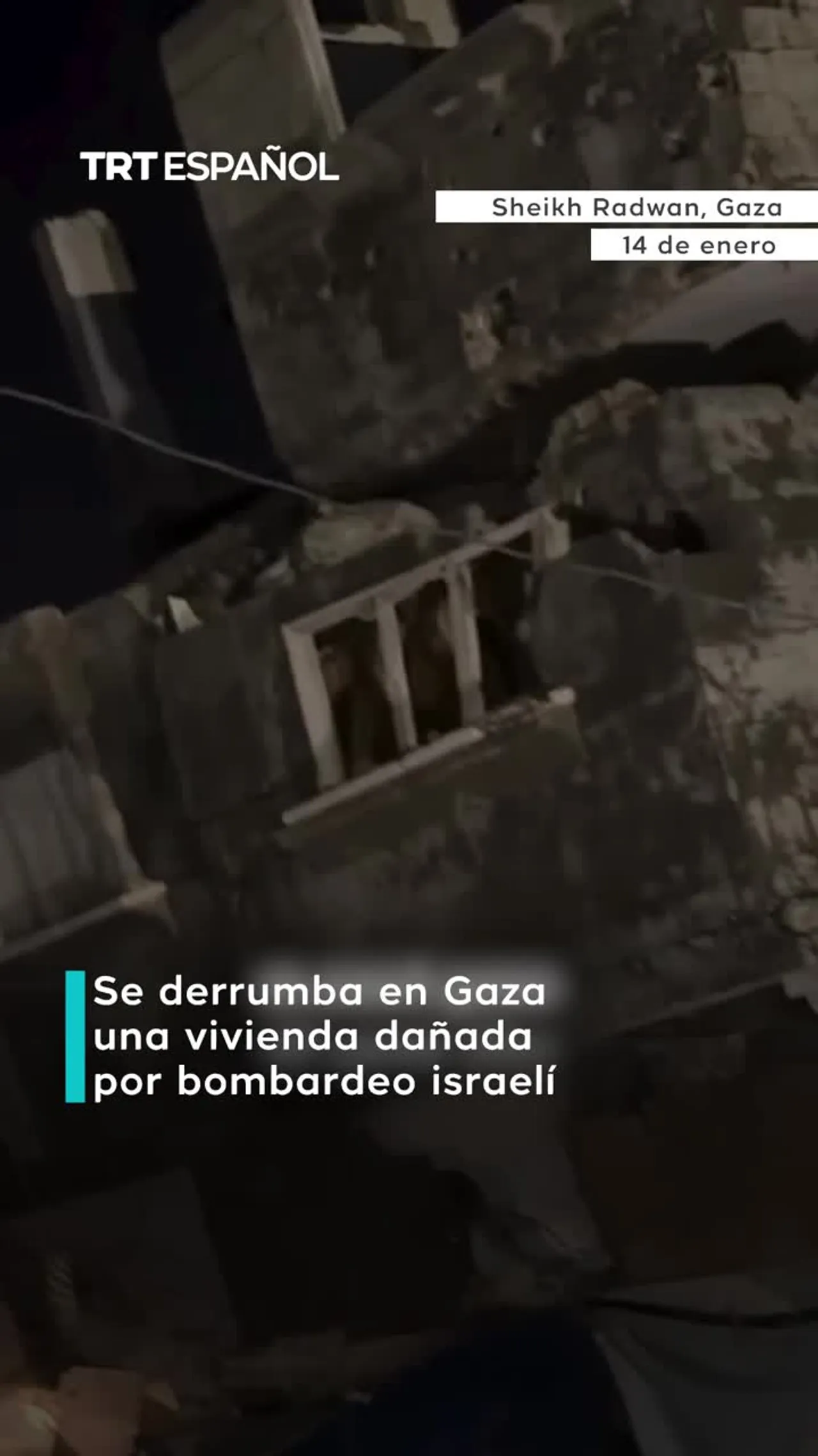 Derrumbe de vivienda bombardeada en Gaza