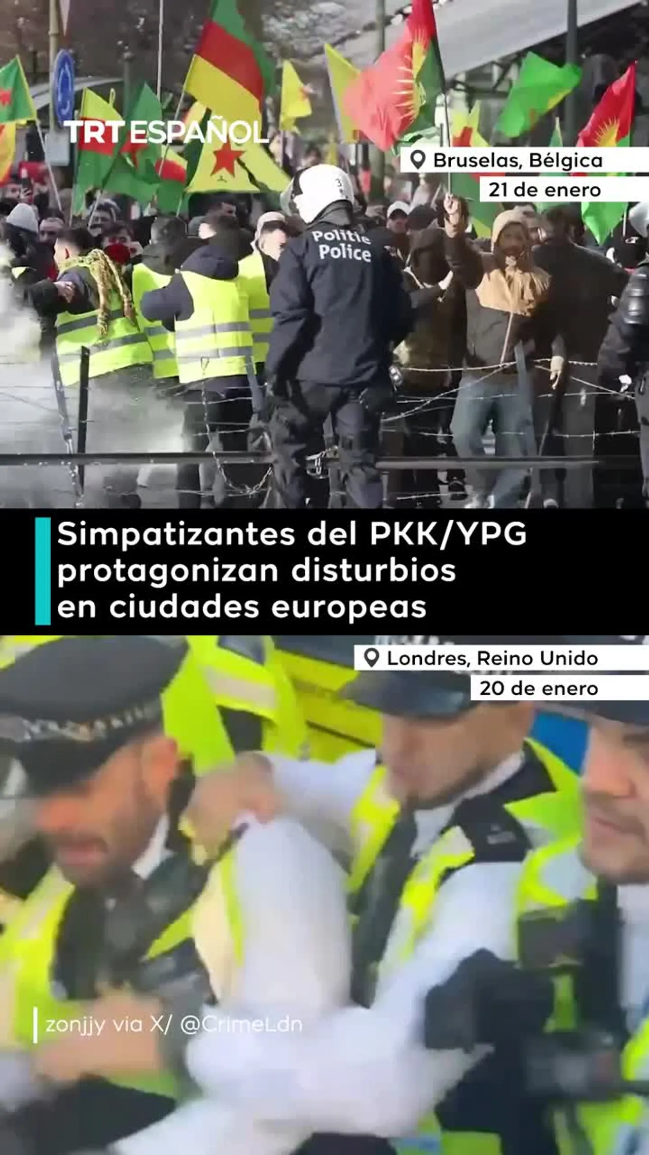 Simpatizantes del PKK/YPG protagonizan disturbios en Europa