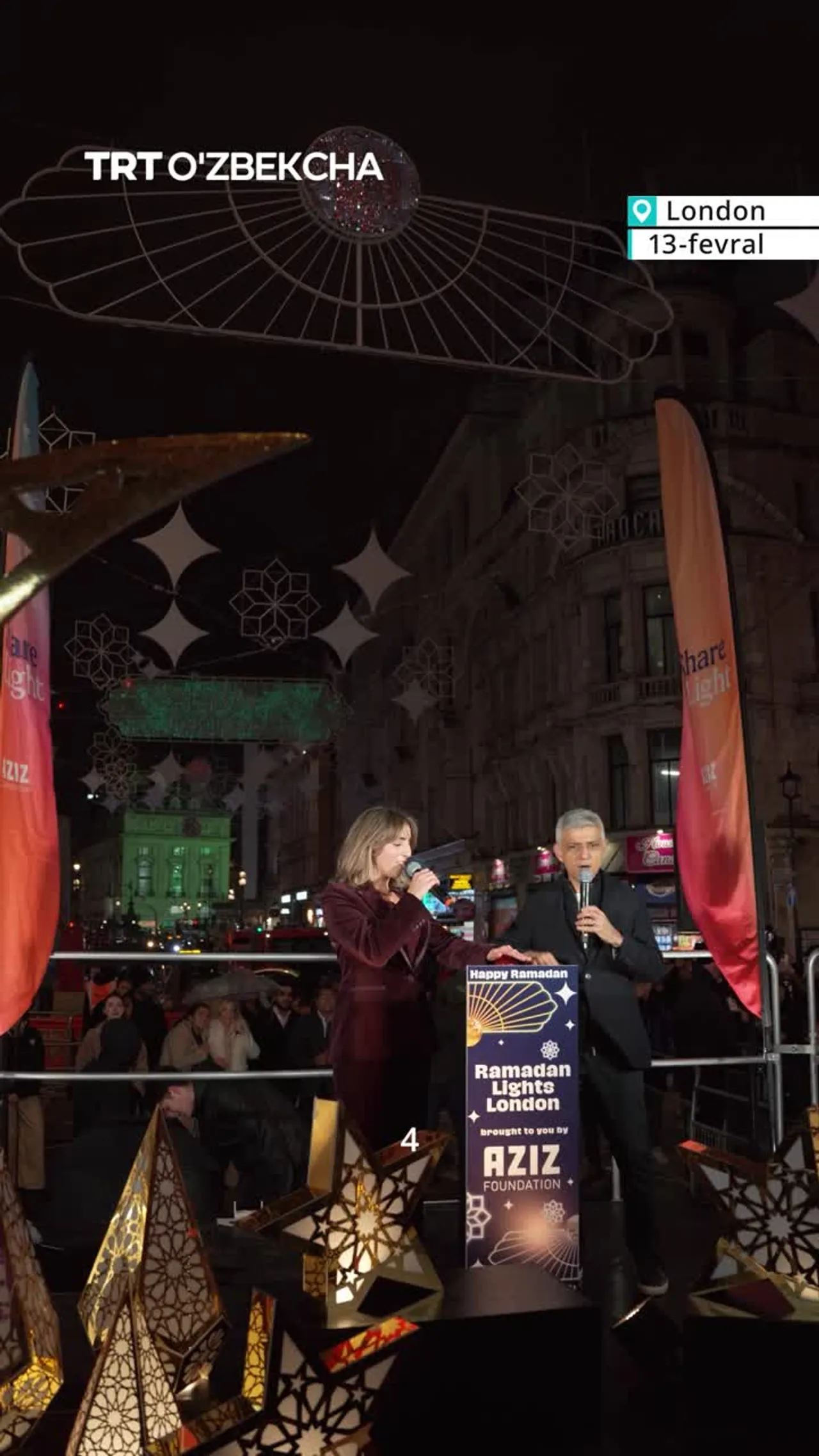 TR: Londra hokimi Londrada 4-yiliga kirgan Ramazon chiroqlarini yoqdi