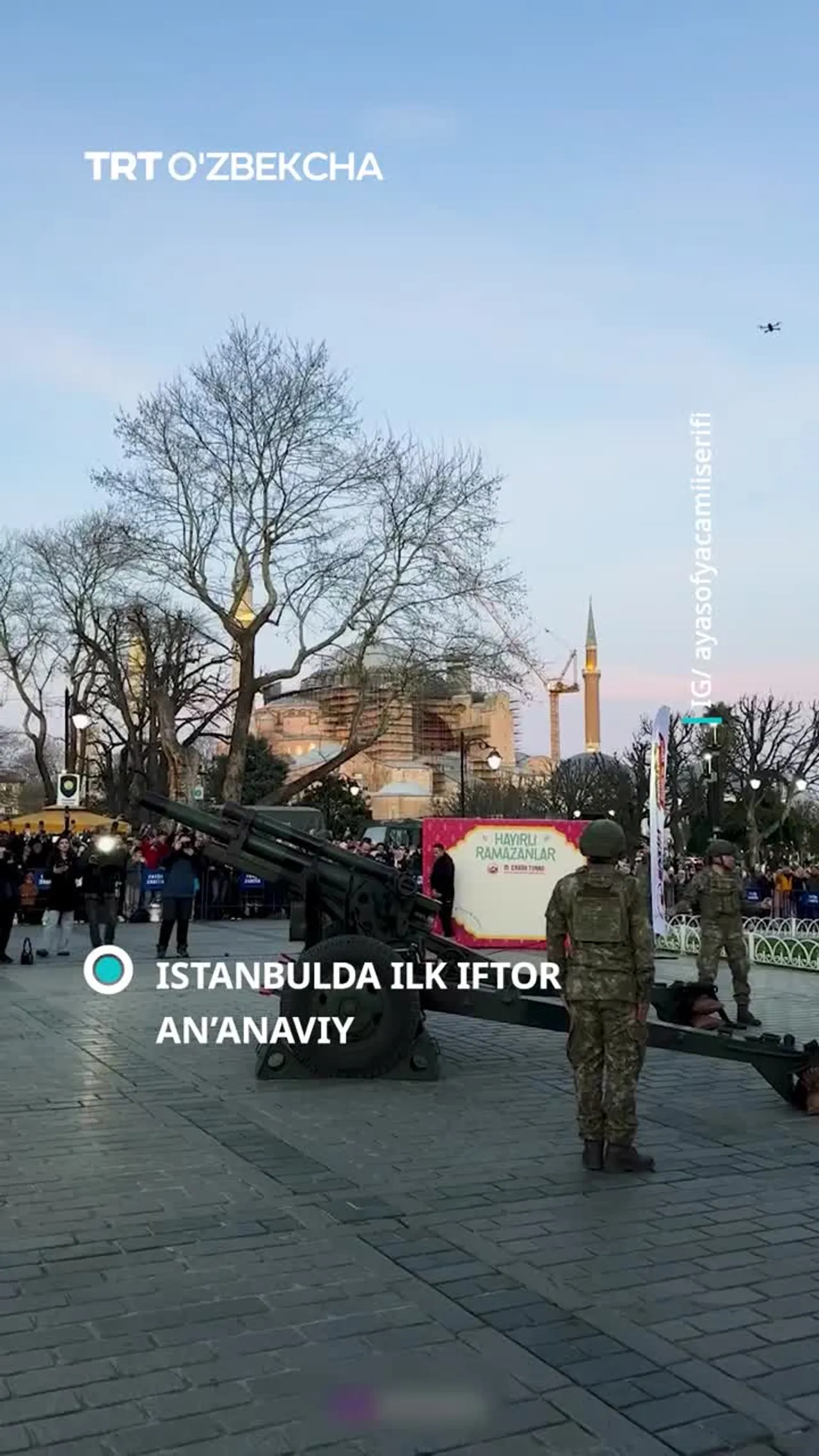 Istanbulda Ramazonning ilk iftori an’anaviy to‘p otish bilan e’lon qilindi.