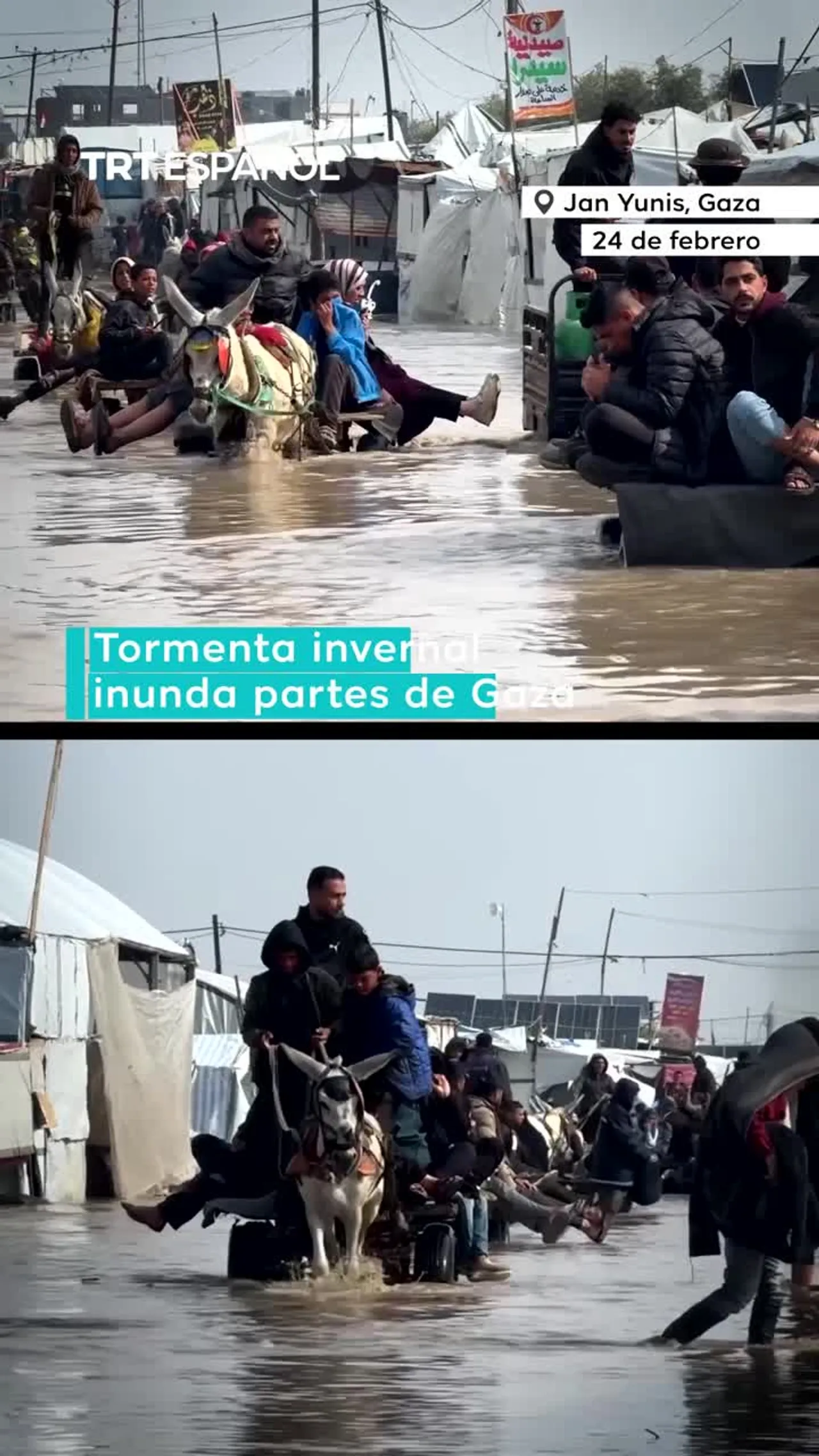 Tormenta invernal inunda tiendas en Gaza