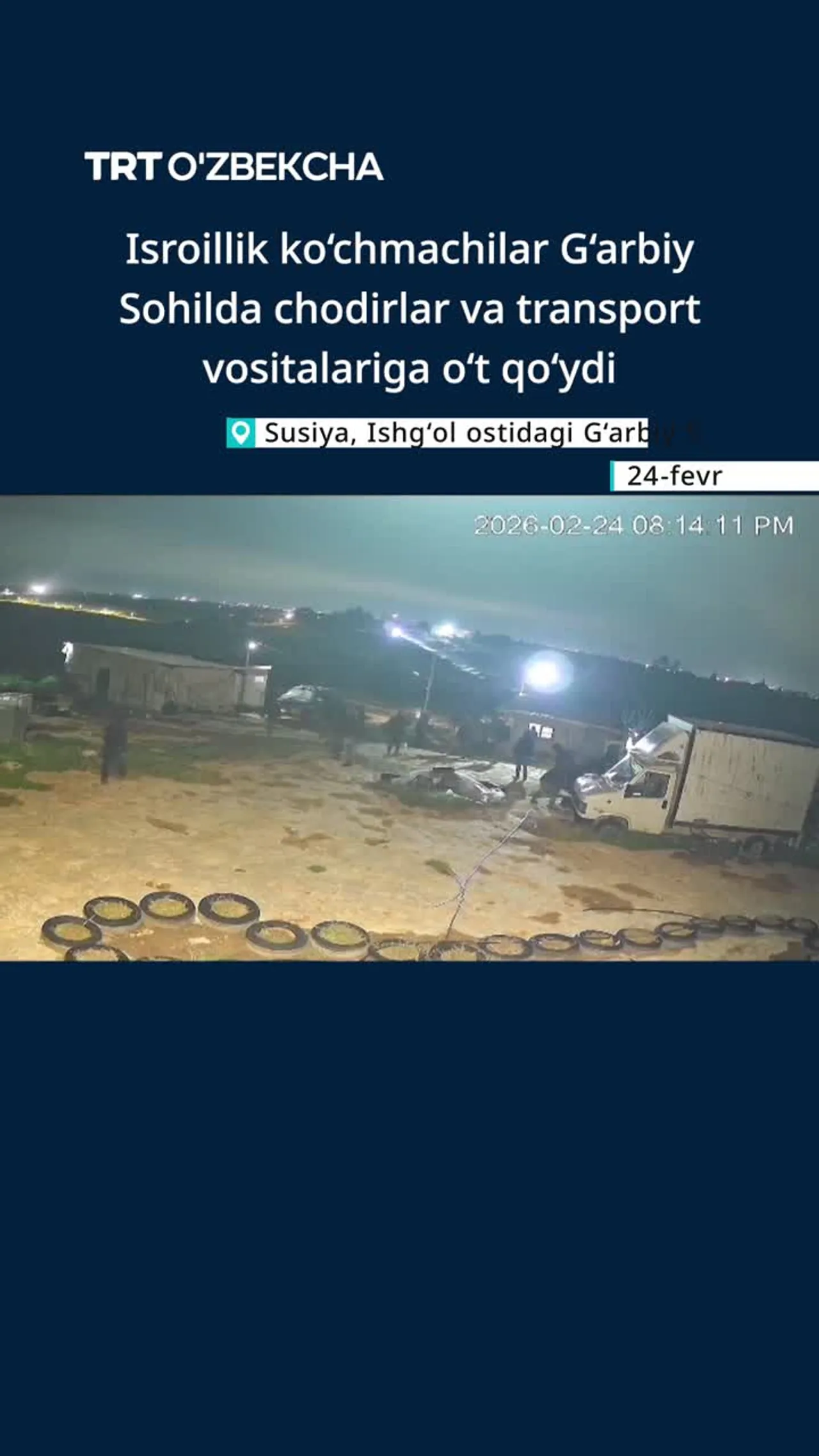 Isroillik ko‘chmachilar G‘arbiy Sohilda chodirlarga o't qo'ydi