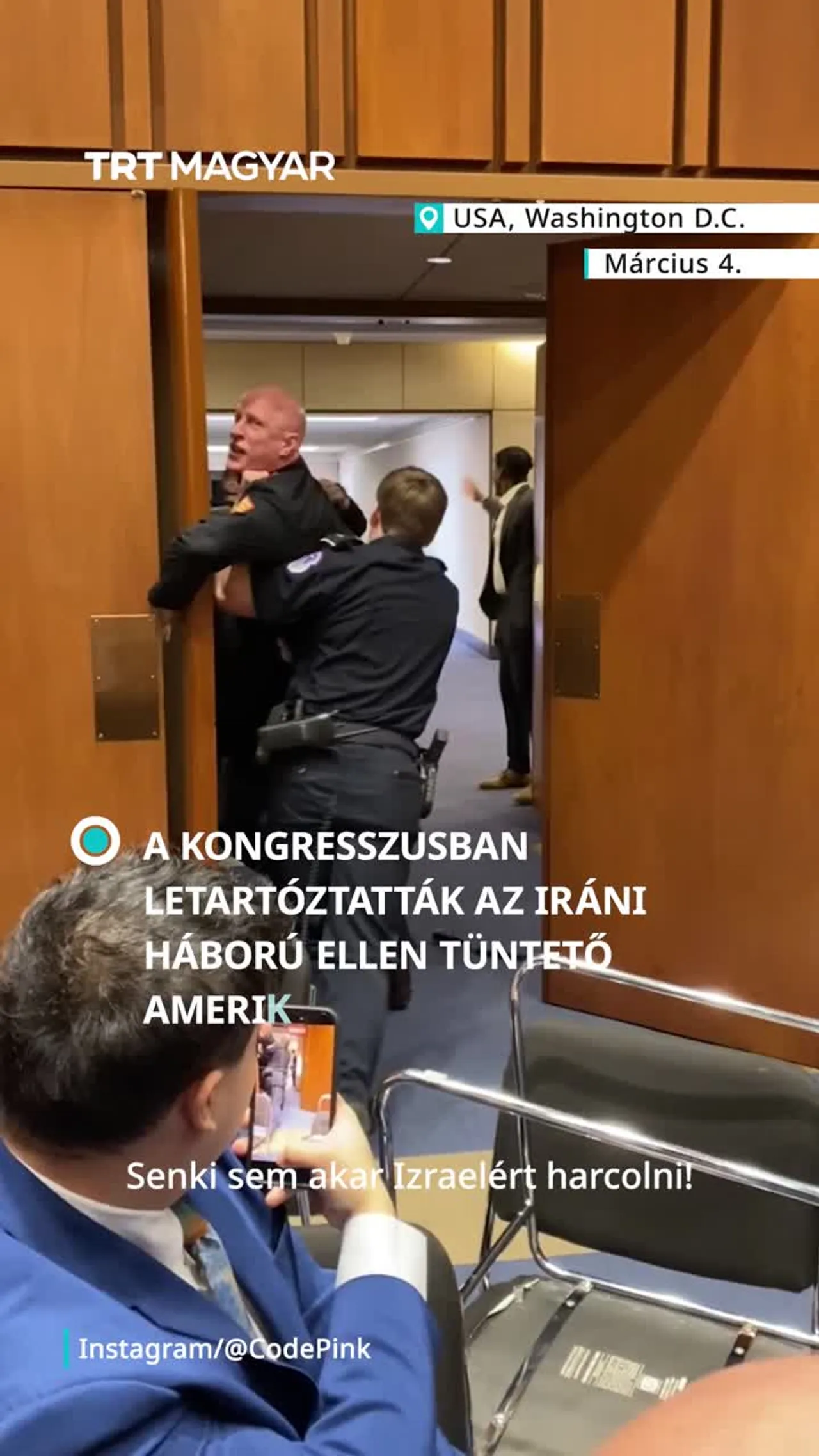 A Kongresszusban letartóztatták az iráni háború ellen tüntető amerikai veteránt