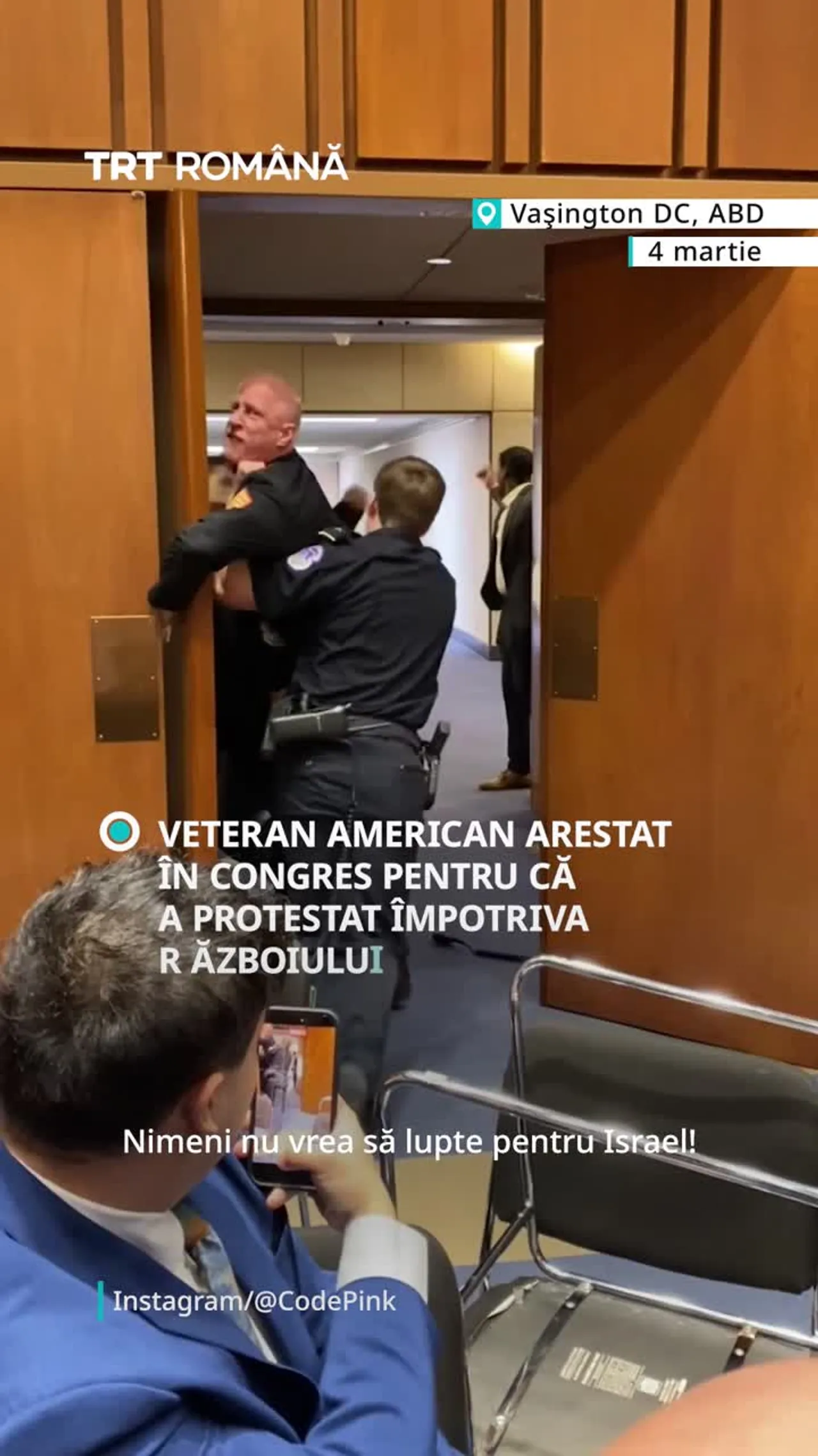 Veteran american arestat în Congres pentru că a protestat împotriva războiului cu Iranul