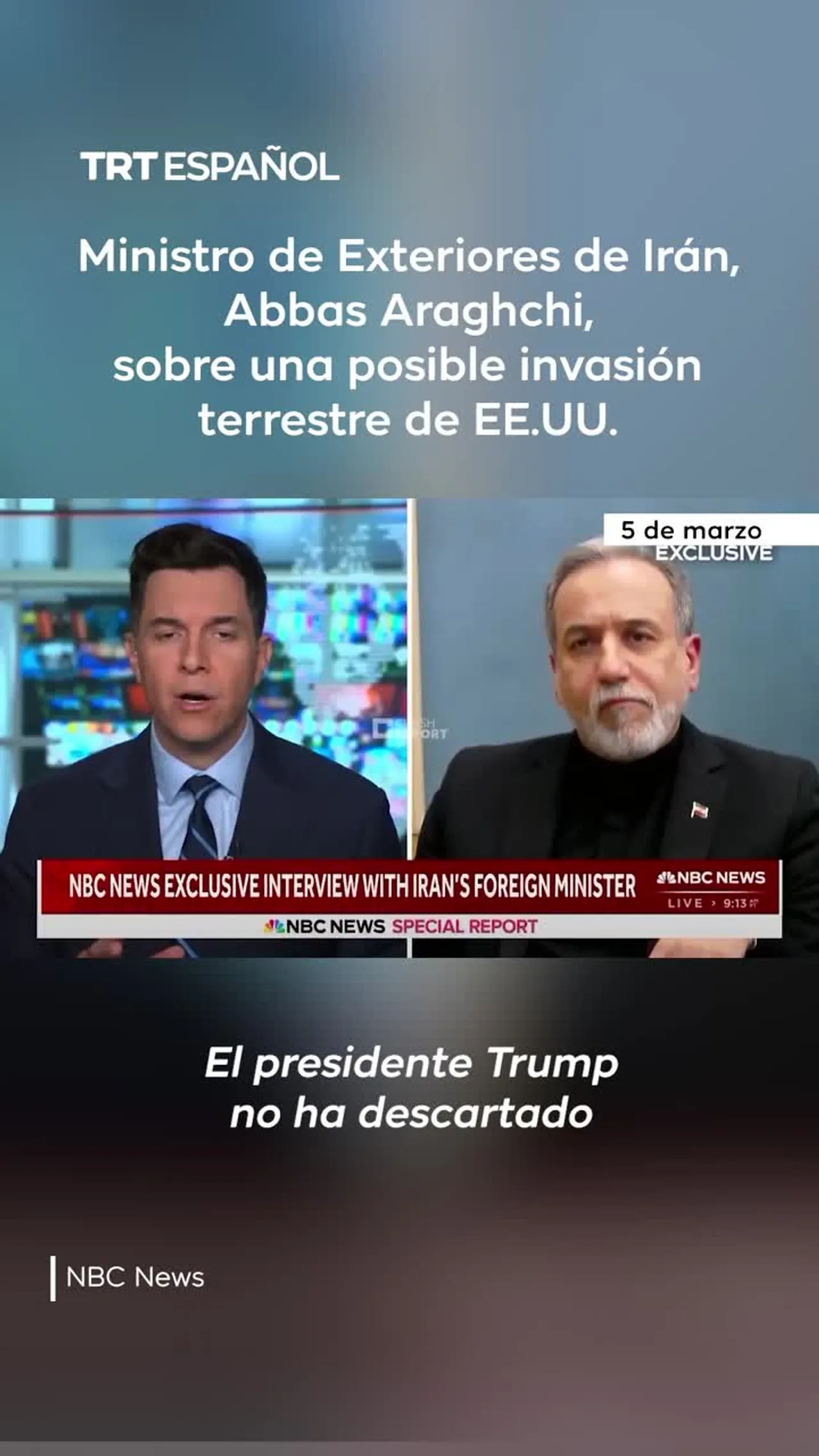 Araghchi advierte a EE.UU.: una invasión sería un "desastre"