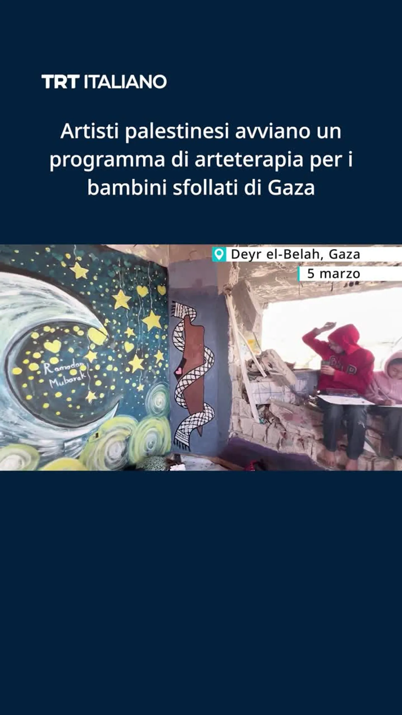 Artisti palestinesi avviano un programma di arteterapia per i bambini sfollati di Gaza