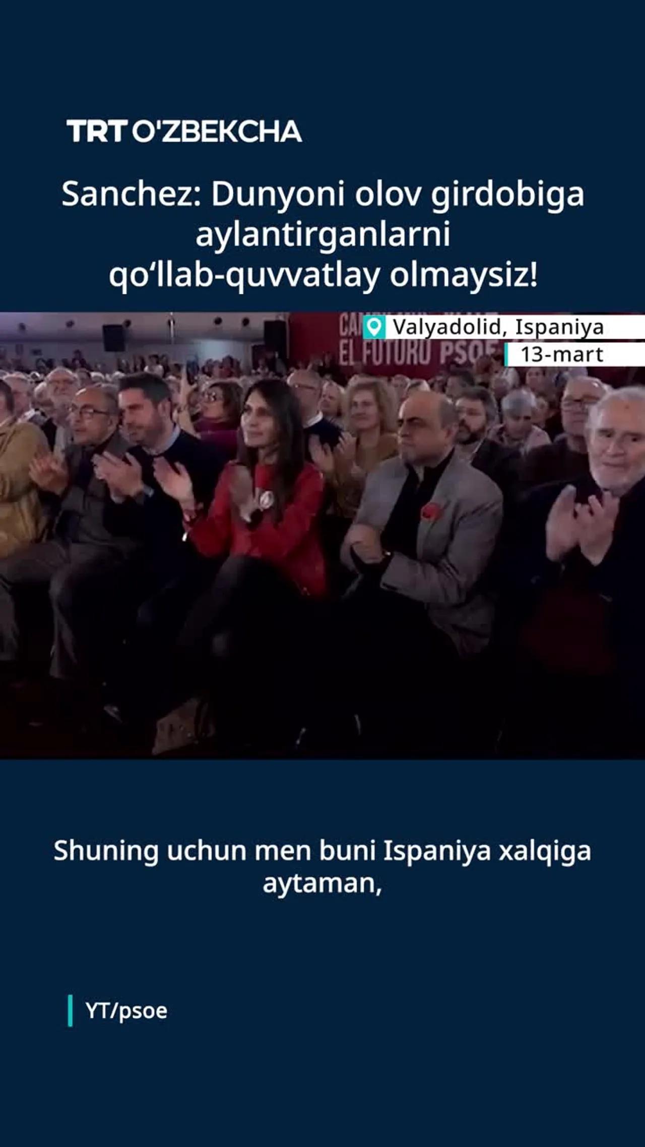 Ispaniya bosh vaziri Eron bilan urushni to'xtatishga chaqirdi