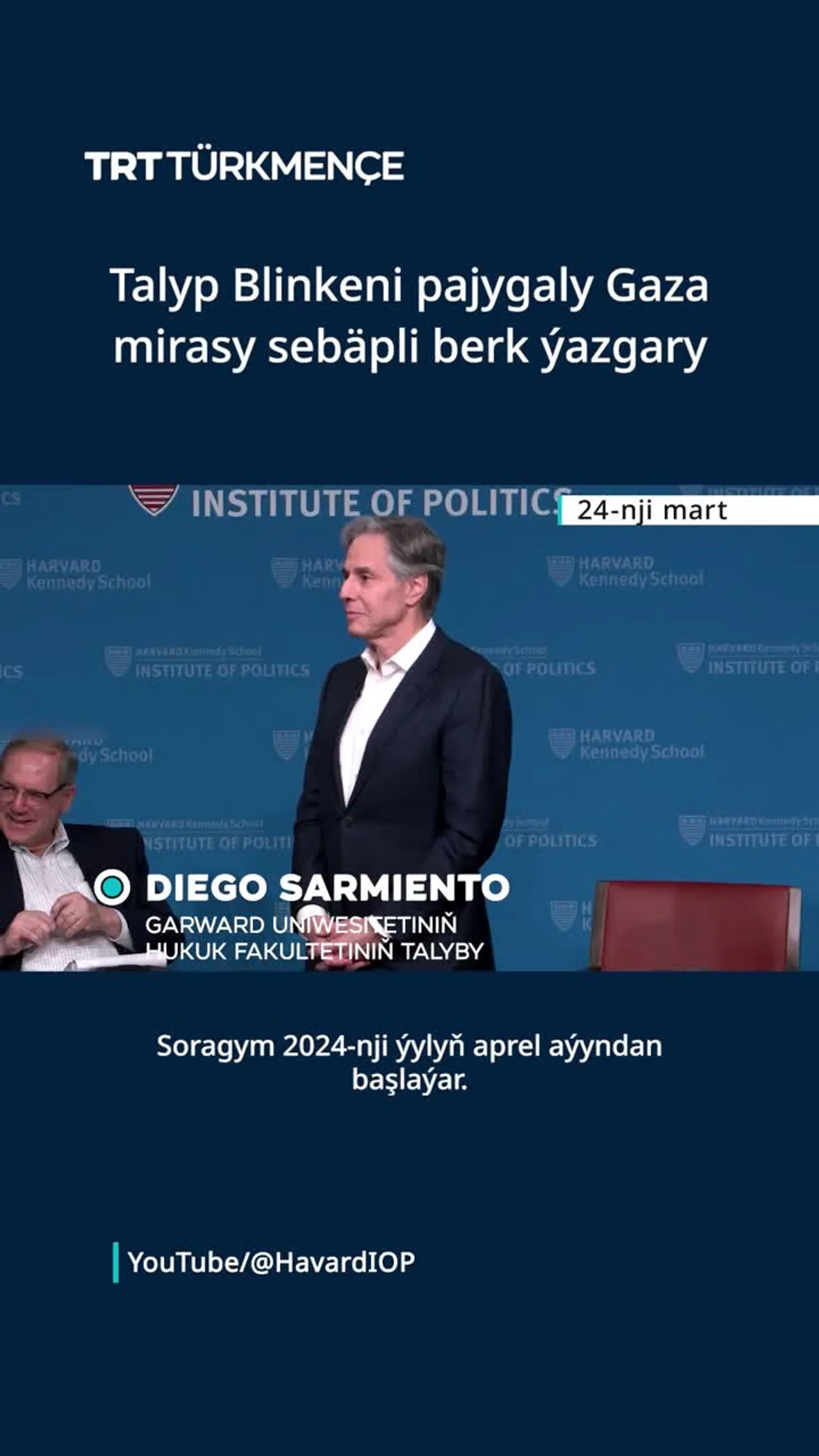 Talyp Gazadaky genoside goşan goşandy sebäpli Blinkeni berk ýazgardy