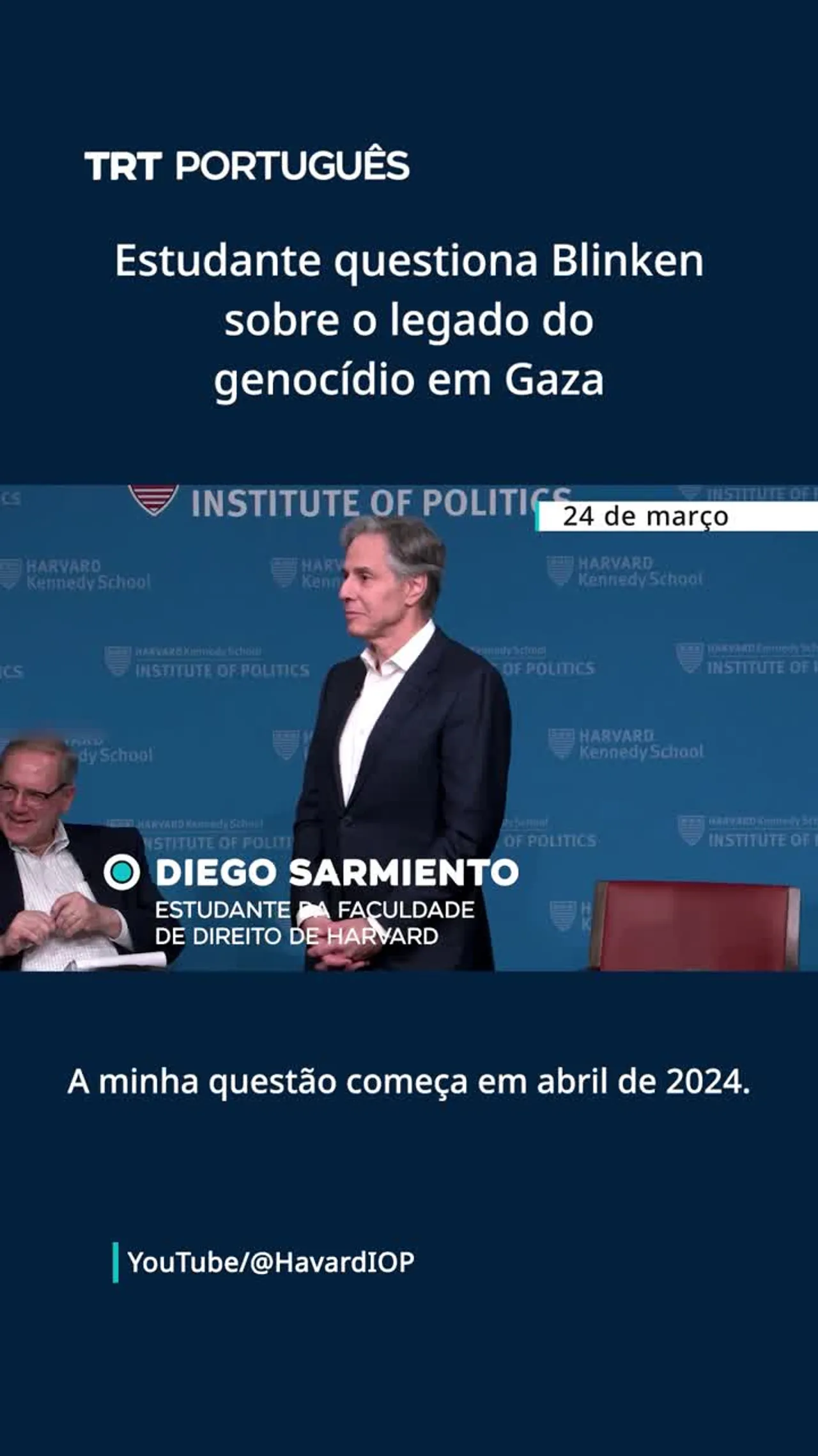 Estudante universitário questiona Blinken sobre o legado do genocídio em Gaza