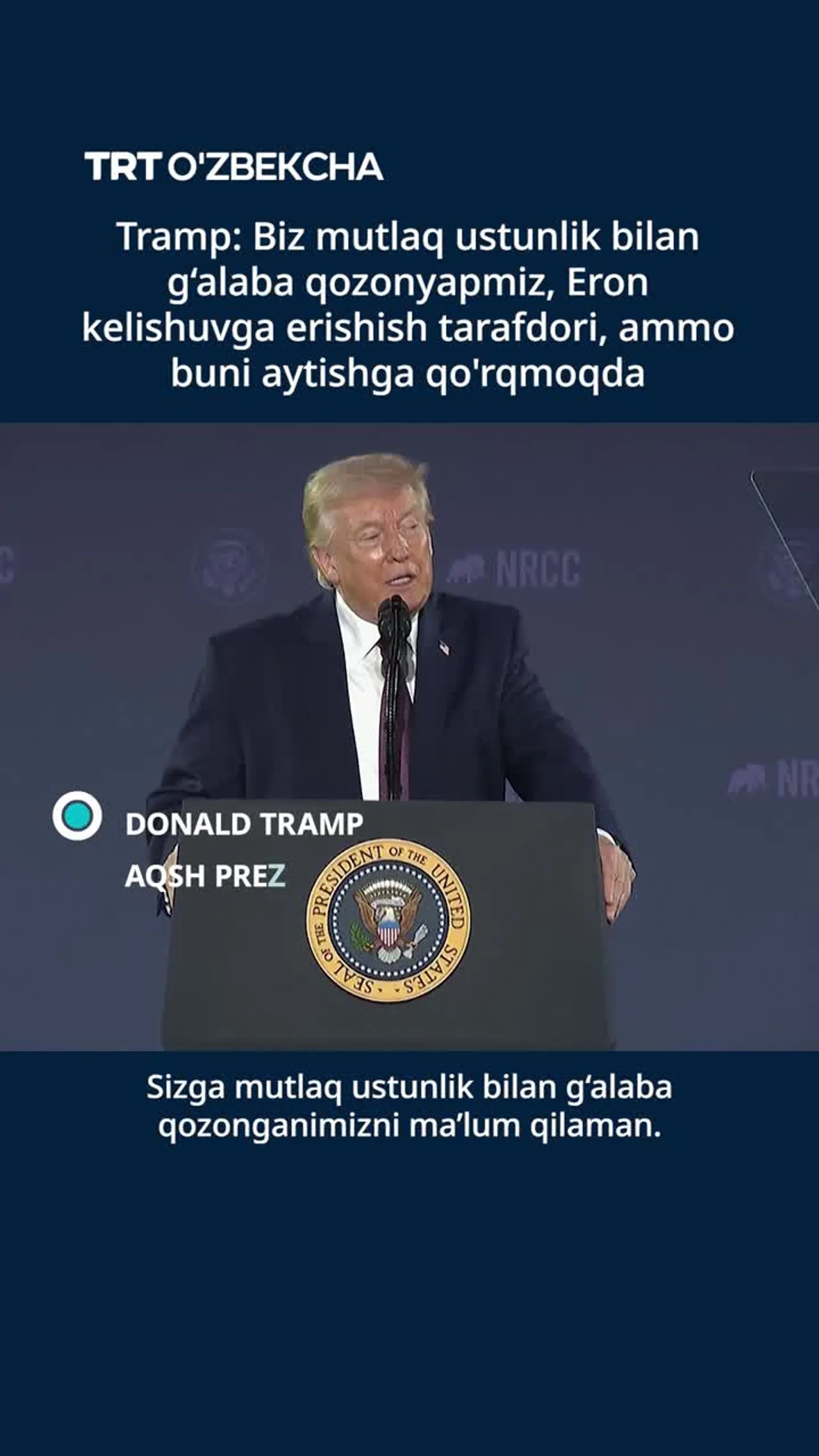 Tramp: Eronga qarshi urushda g'alaba qozondik
