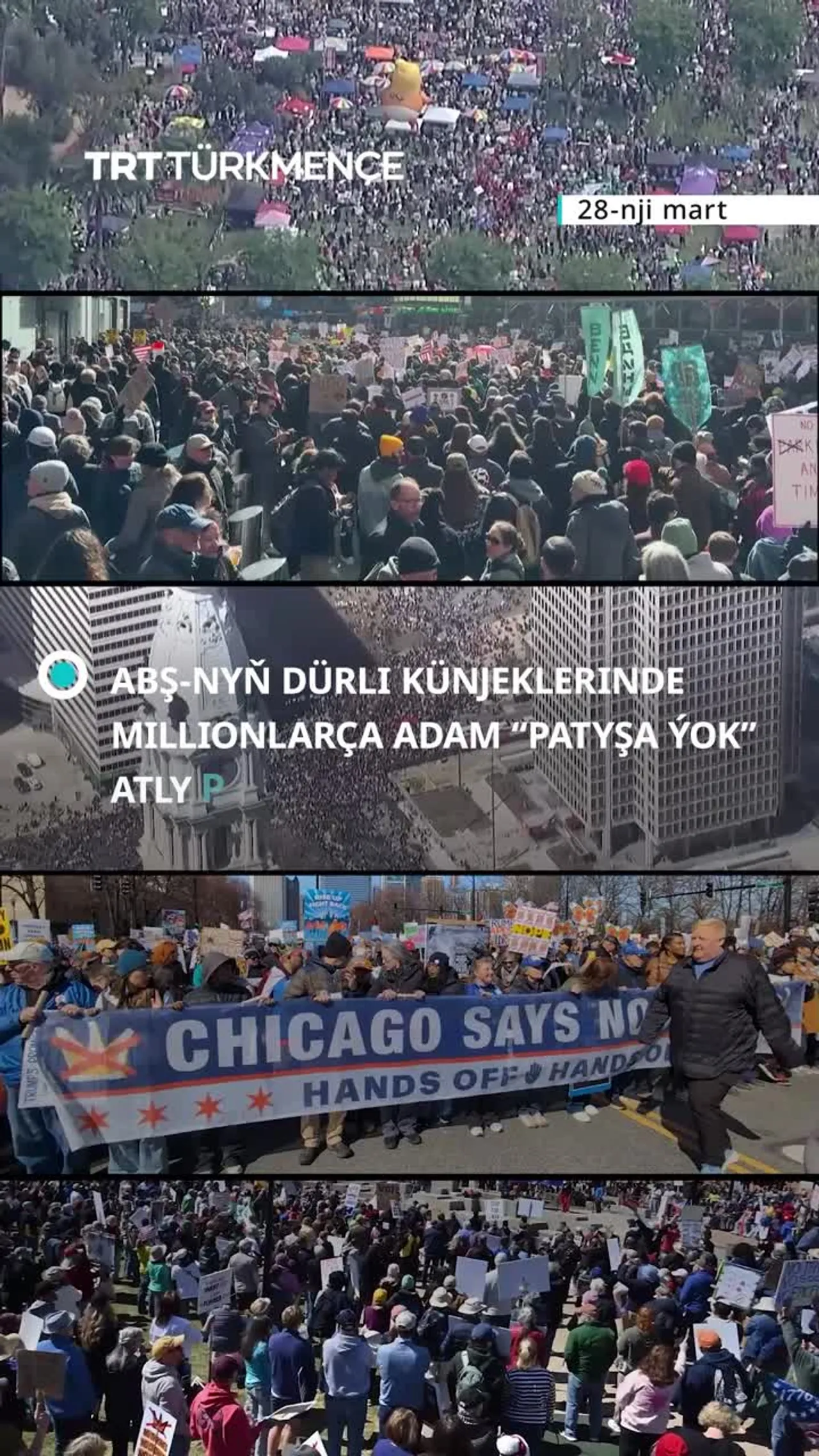 ABŞ-NYŇ DÜRLI KÜNJEKLERINDE MILLIONLARÇA ADAM “PATYŞA ÝOK” ATLY PROTESTLERE GATNAŞDY