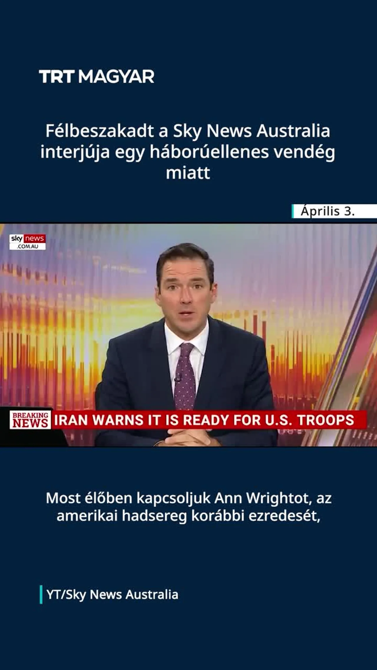 Félbeszakadt a Sky News Australia interjúja egy háborúellenes vendég miatt