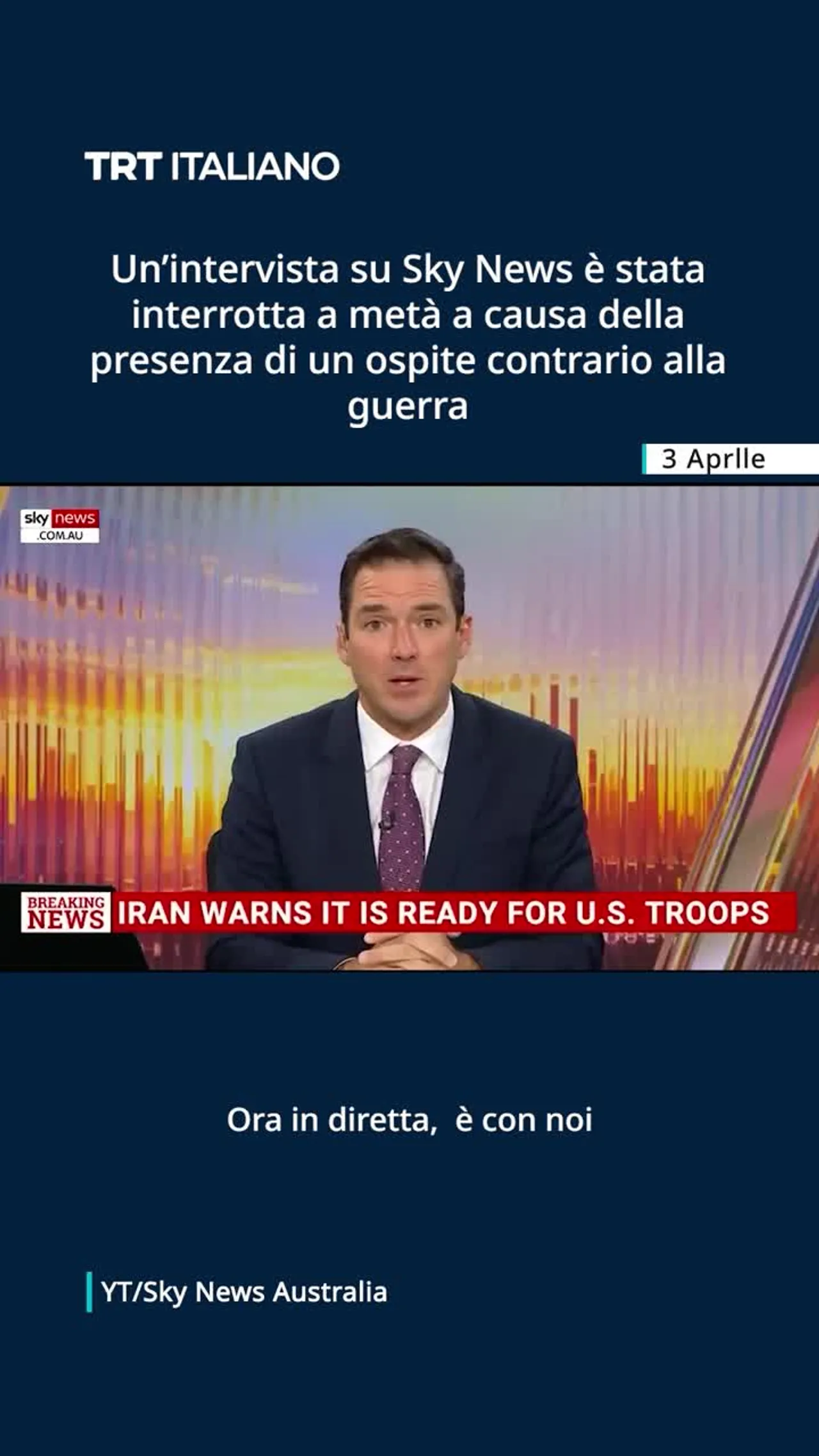 Un’intervista di Sky News Australia e' stata interrotta a metà da una persona