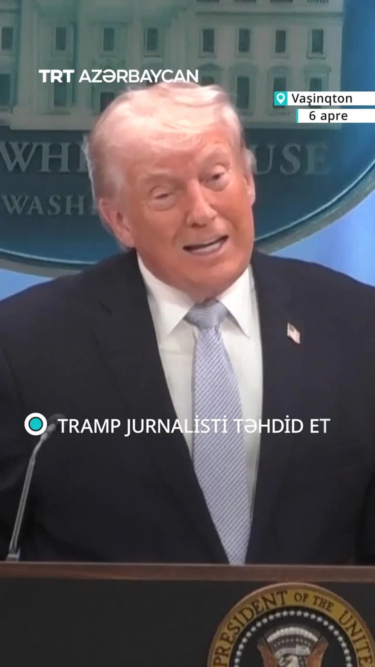Tramp jurnalisti təhdid edərək dedi: “Ya mənə söylə, yoxsa həbsxanaya get"