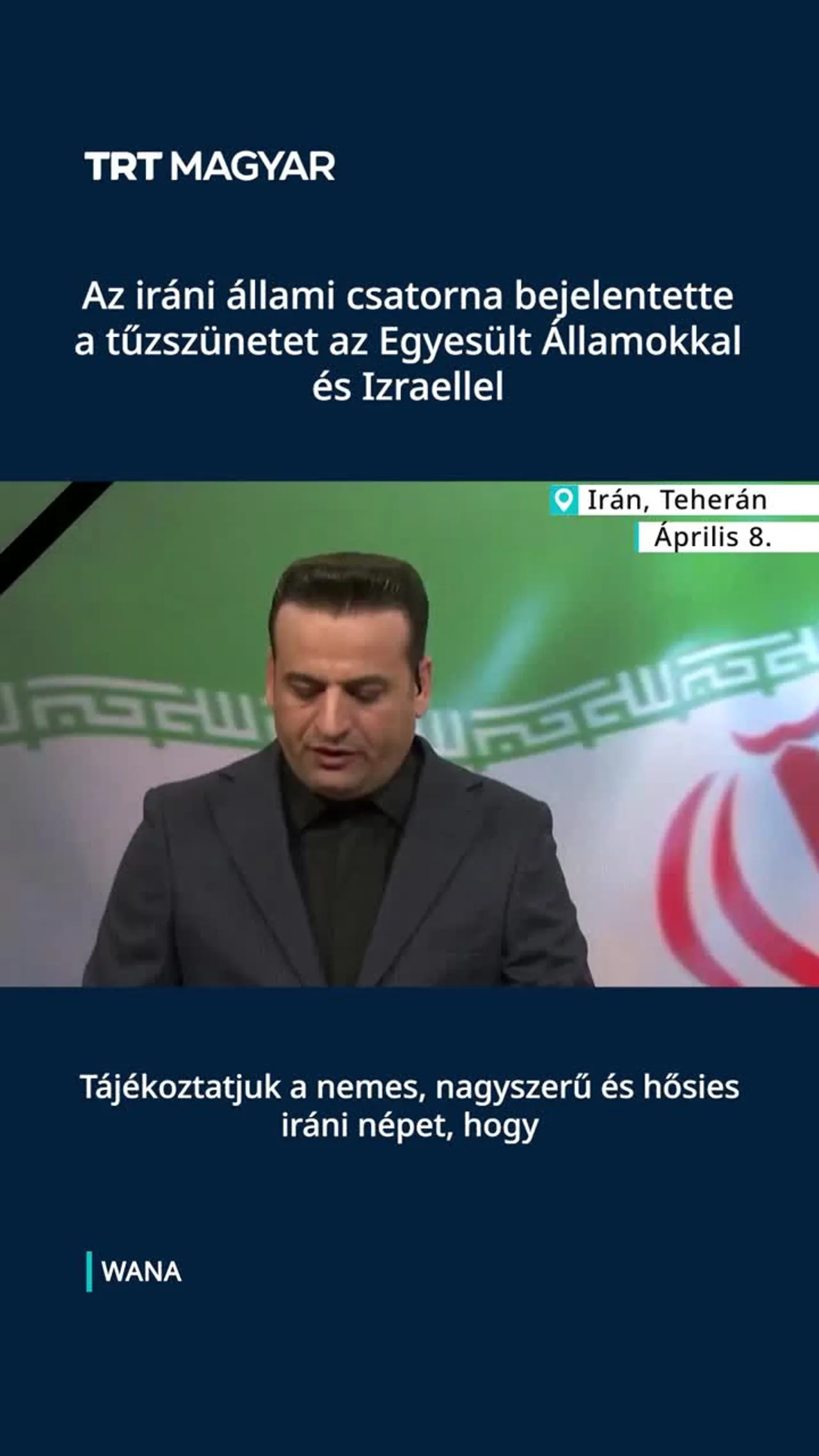 Irán állami televíziós csatornája bejelentette a tűzszünetet