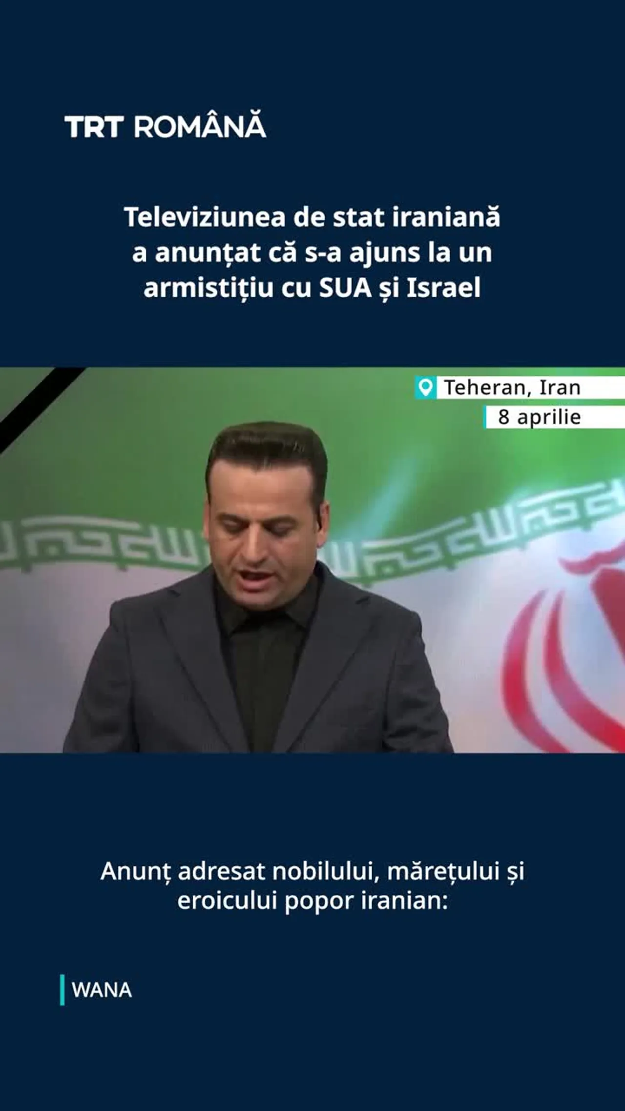 Televiziunea de stat iraniană a anunțat că s-a ajuns la un armistițiu