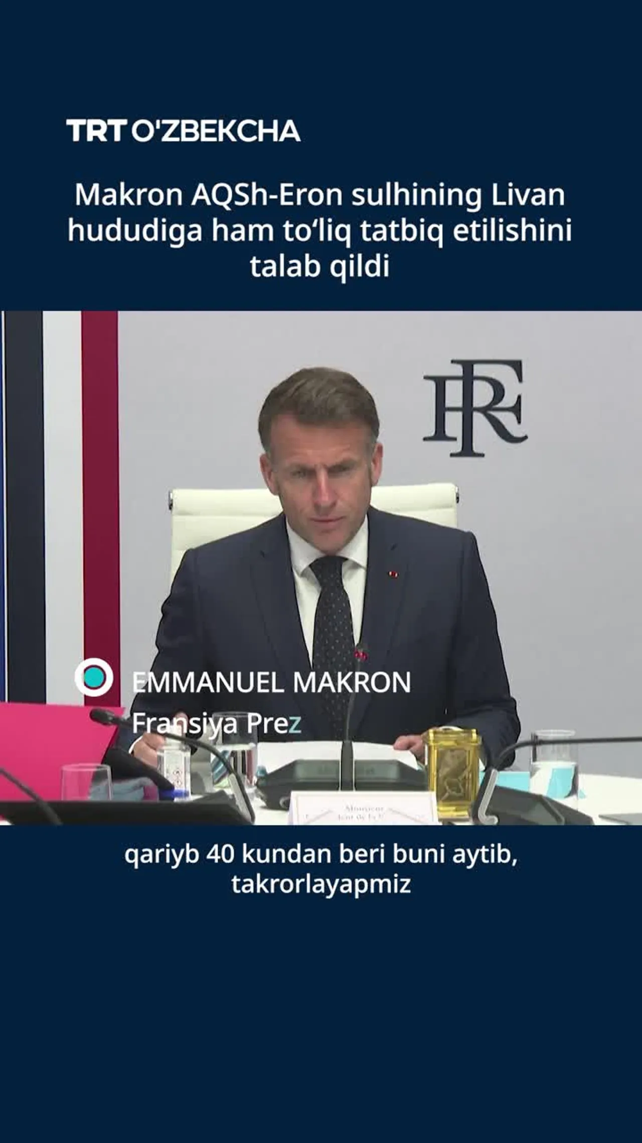 Makron sulhning Livanni ham to'liq qamrab olishini talab qildi
