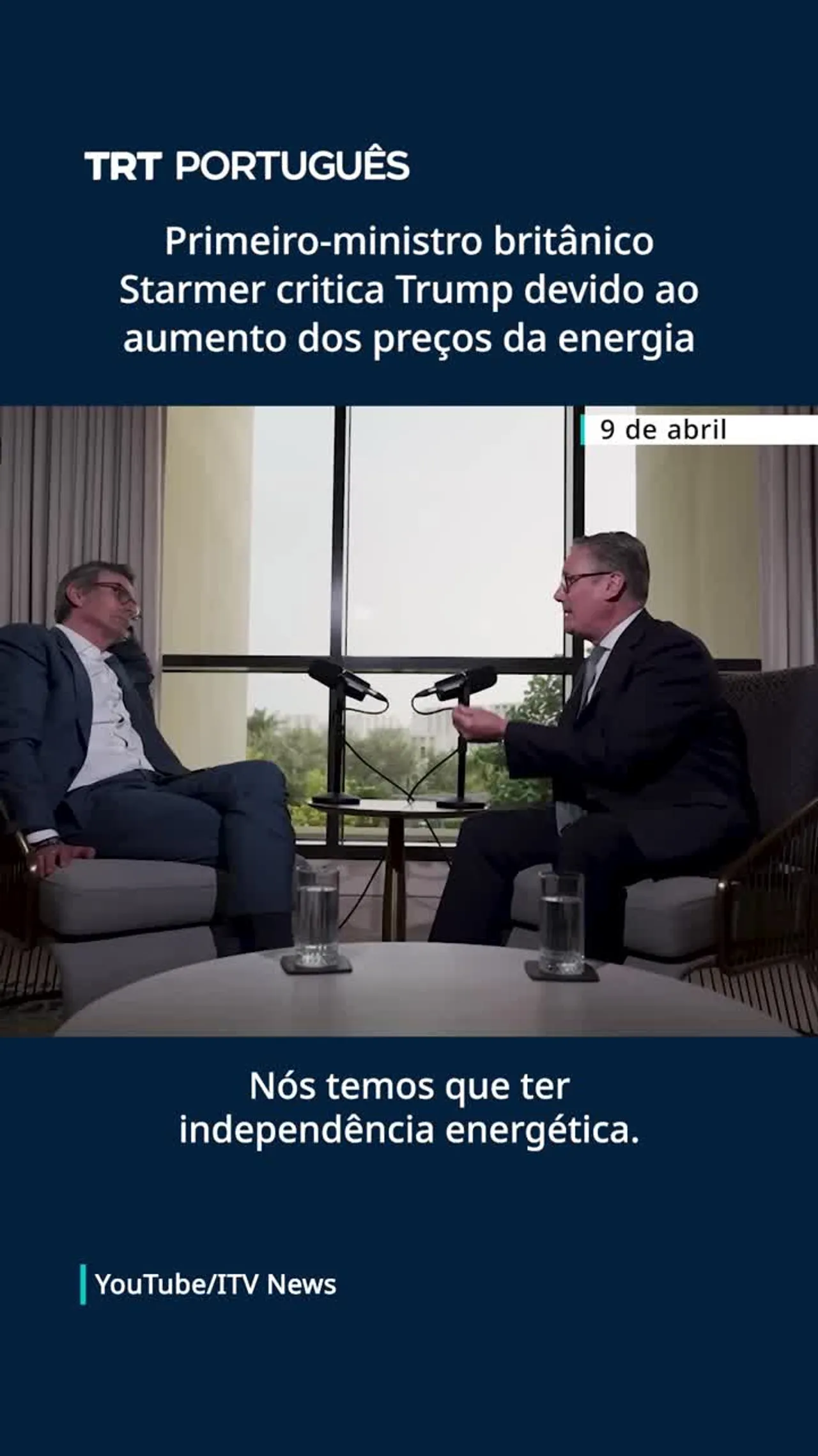 Primeiro-ministro britânico Starmer critica Trump pelo aumento dos preços da energia