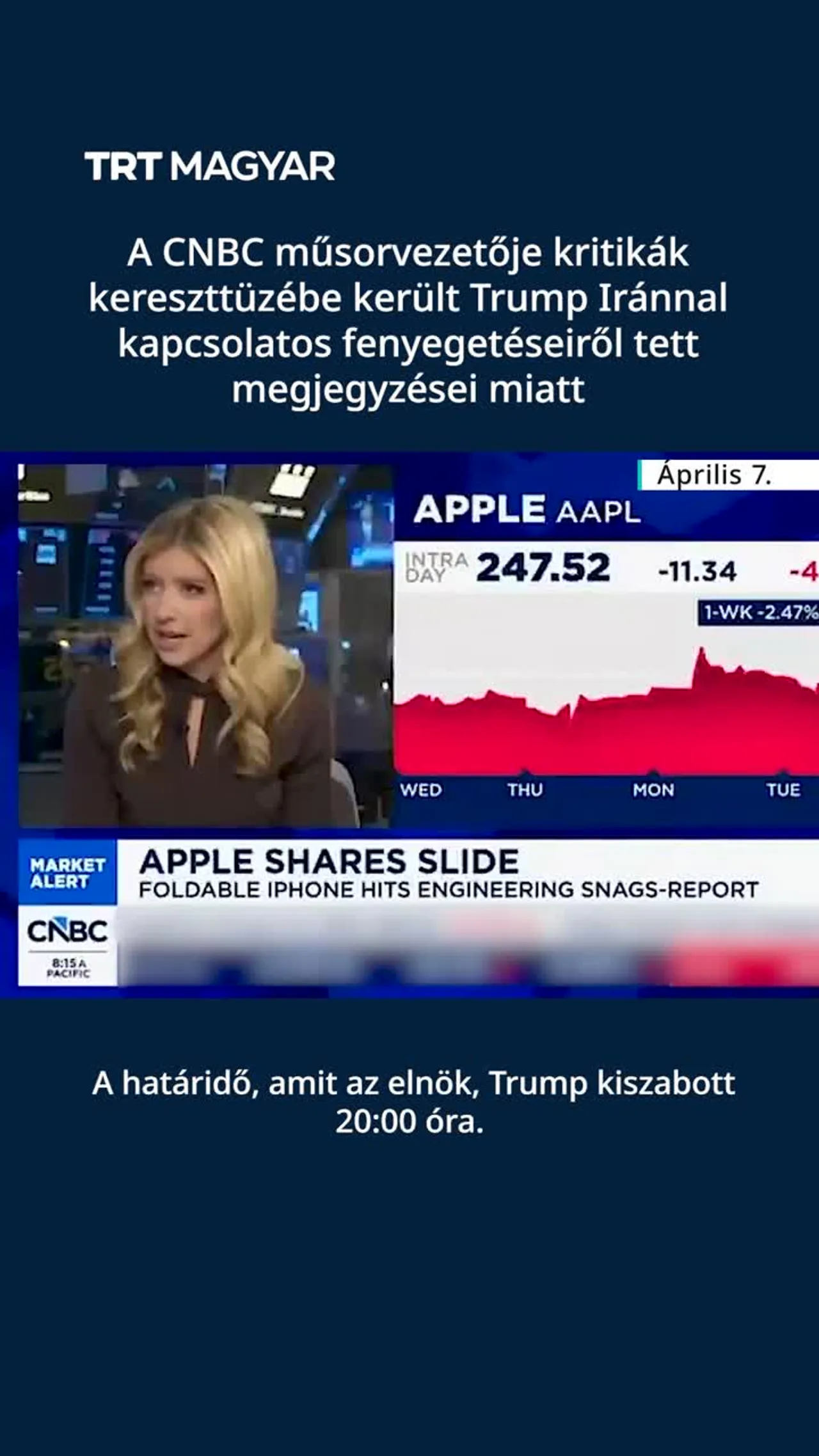 A CNBC műsorvezetője kritikák kereszttüzébe került Trump Iránnal kapcsolatos megjegyzései miatt