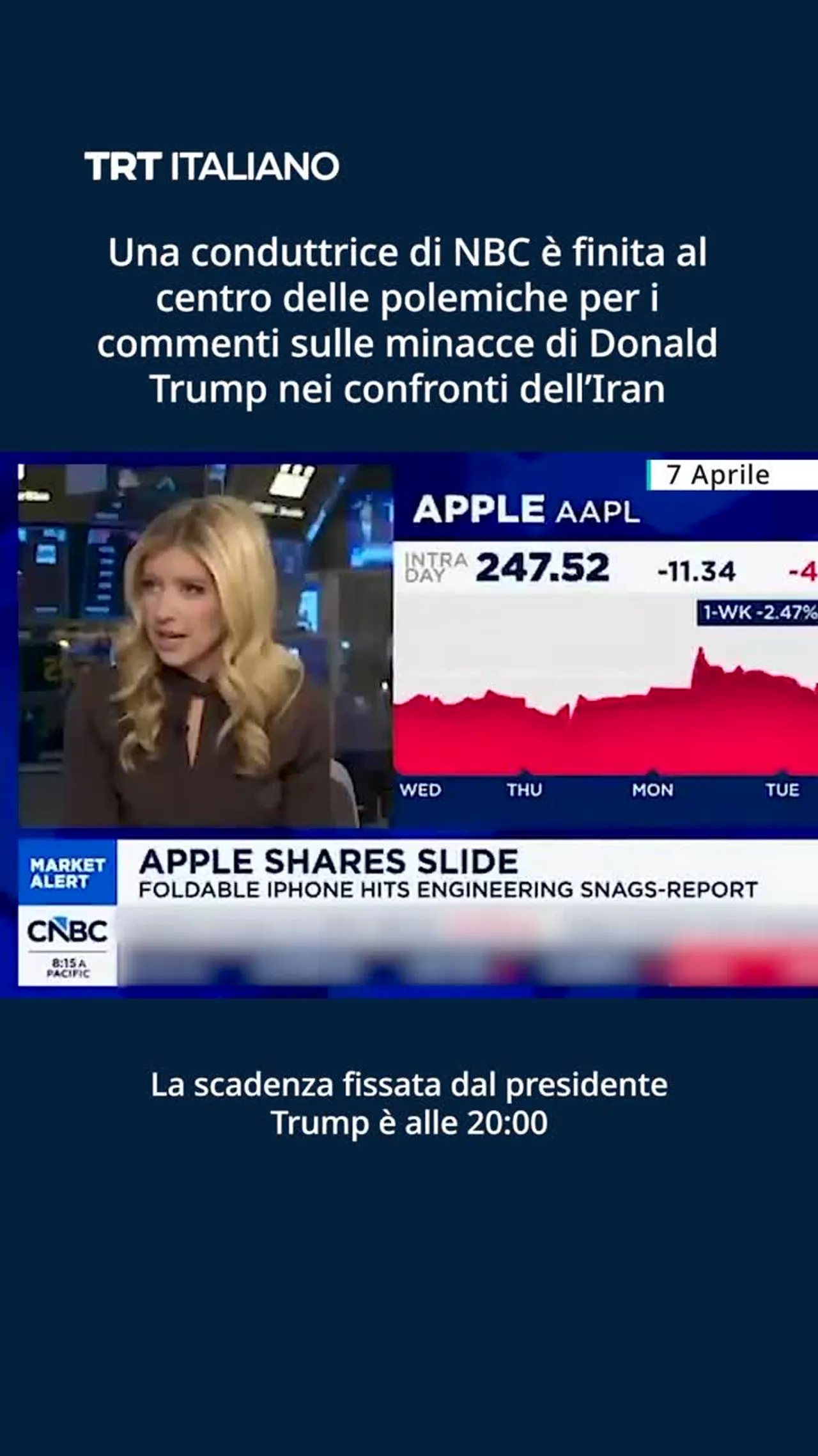 Una conduttrice di CNBC è finita al centro delle polemiche per i commenti sulle minacce di Trump