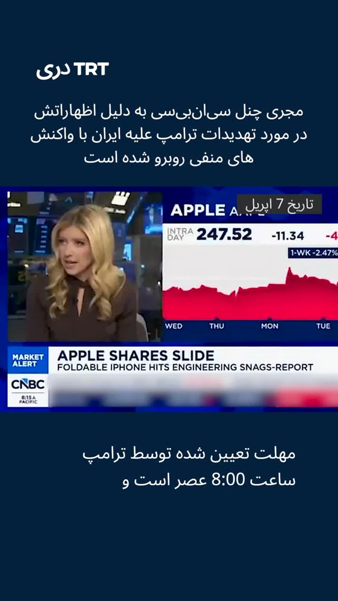 مجری سی ان بی سی نسبت اظهاراتش در مورد تهدیدات ترامپ علیه ایران با واکنش های منفی روبرو شده است