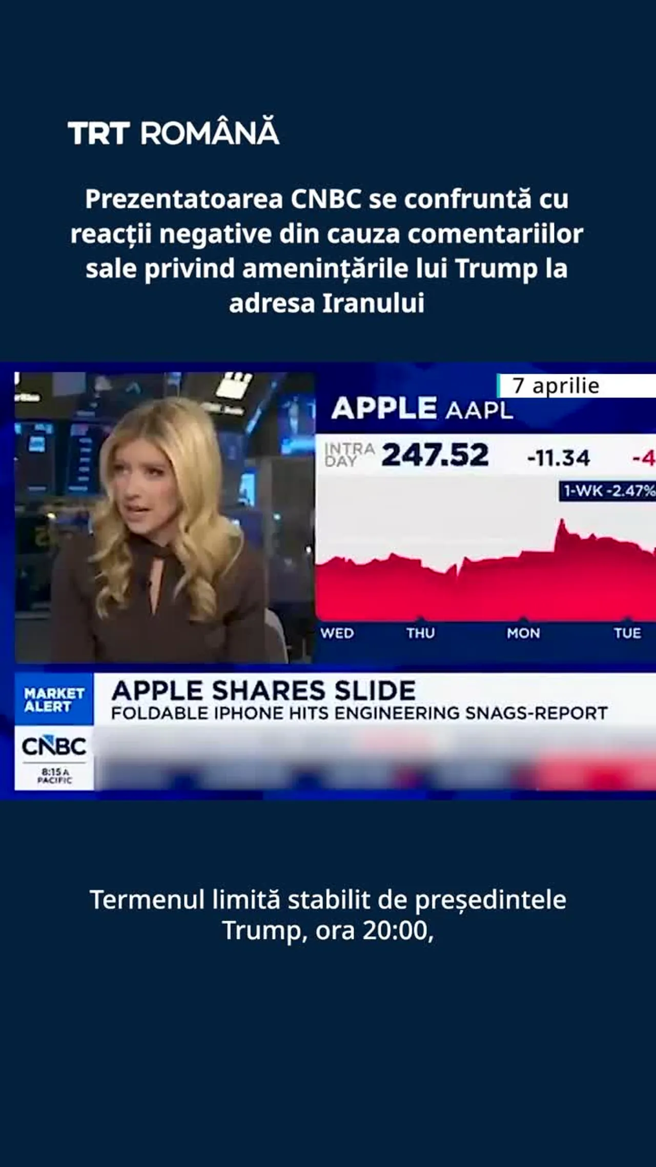 Prezentatoarea CNBC se confruntă cu reacții negative din cauza comentariilor sale