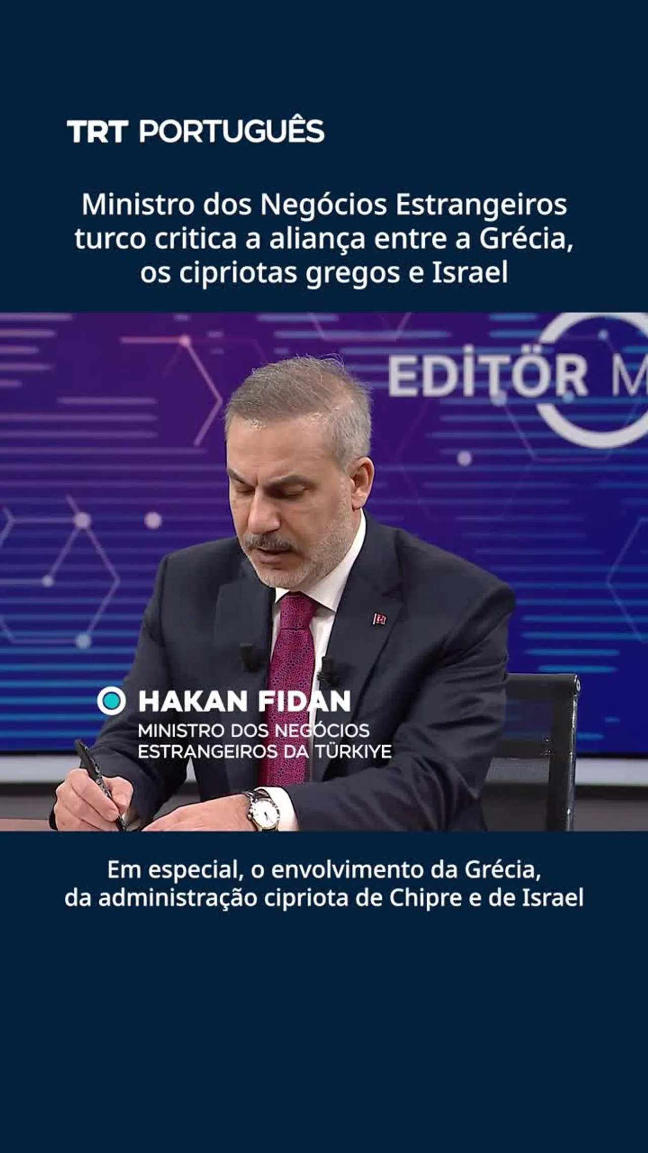 Ministro dos Negócios Estrangeiros turco afirma que Israel não pode existir sem um inimigo