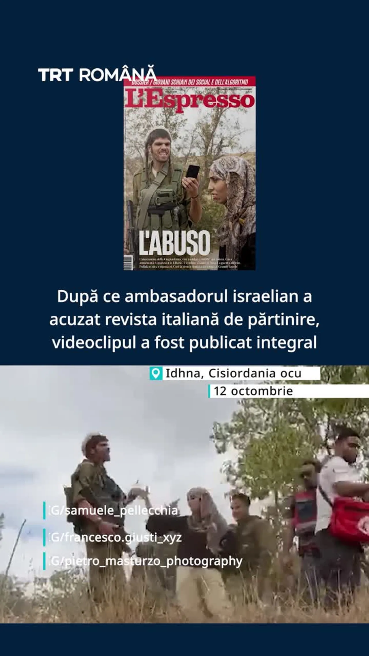 Videoclipul din spatele copertei intitulate „L'abuso” a revistei L’Espresso