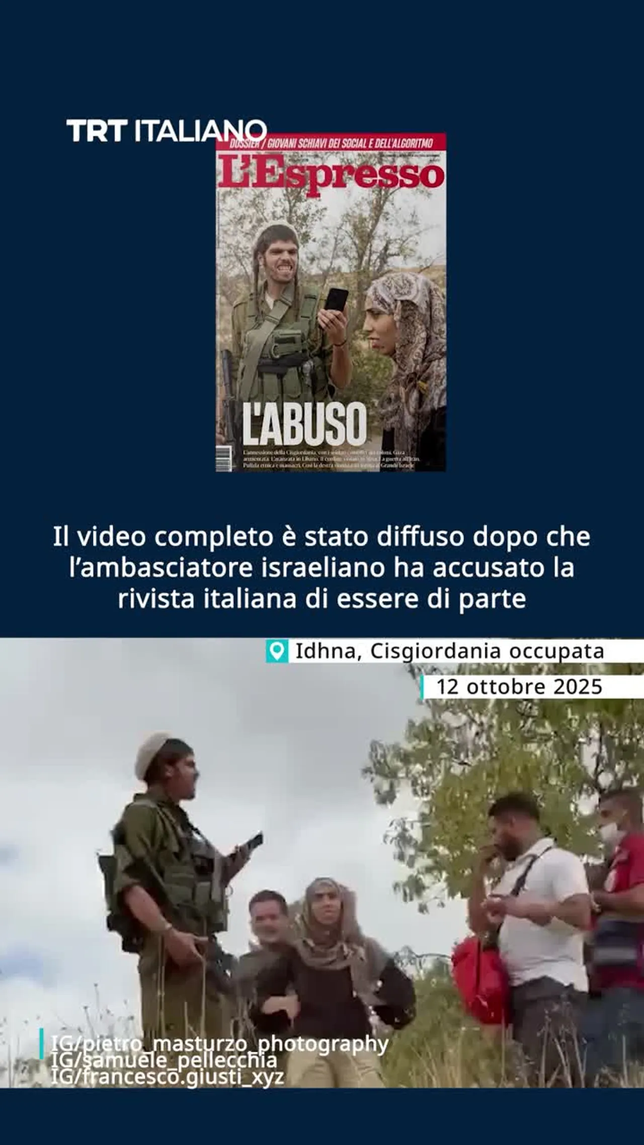 Il video dietro la copertina della rivista L’Espresso intitolata “L’abuso”