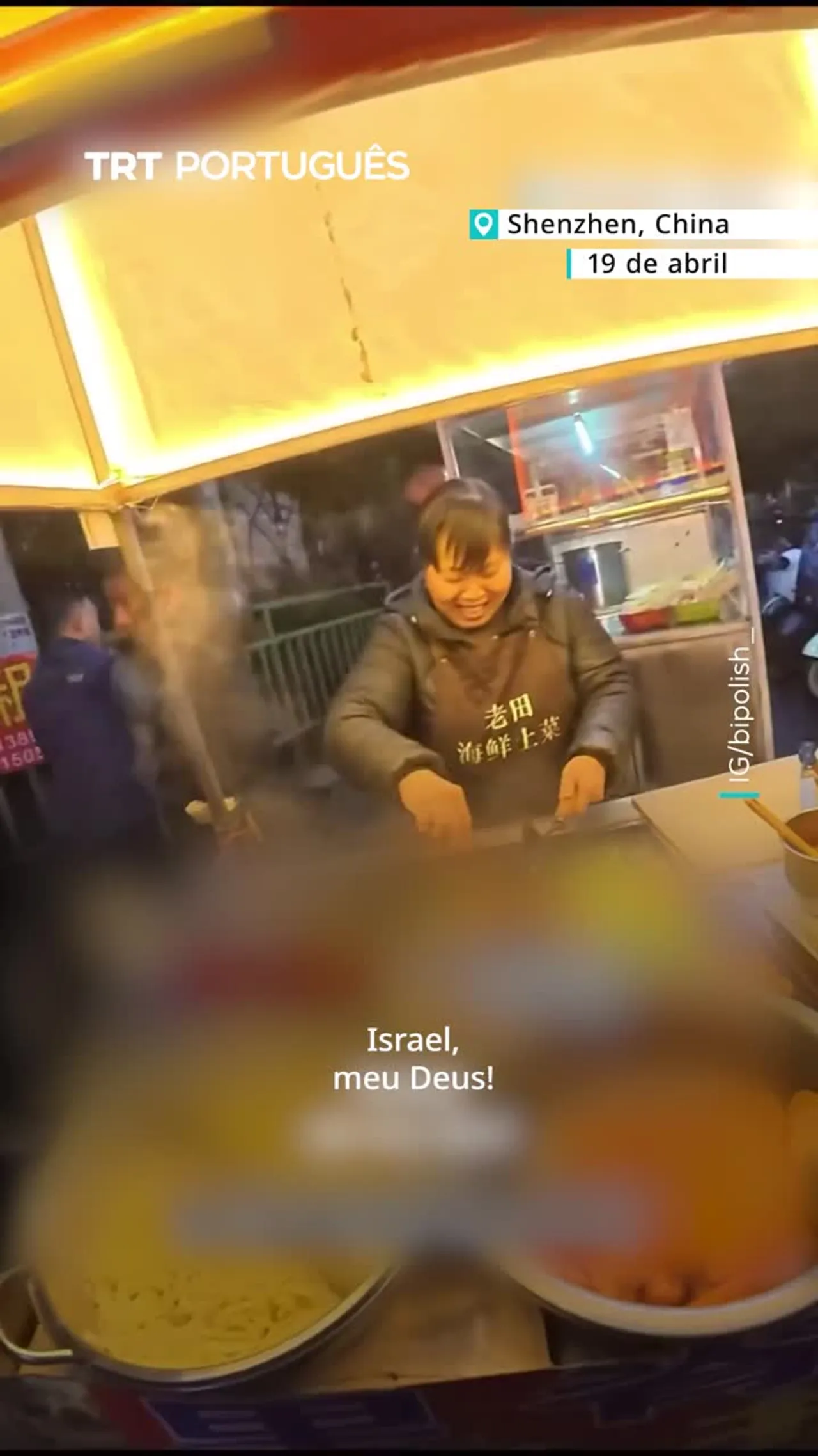 Vendedora ambulante chinesa chama malvado a Israel por matar mulheres e crianças