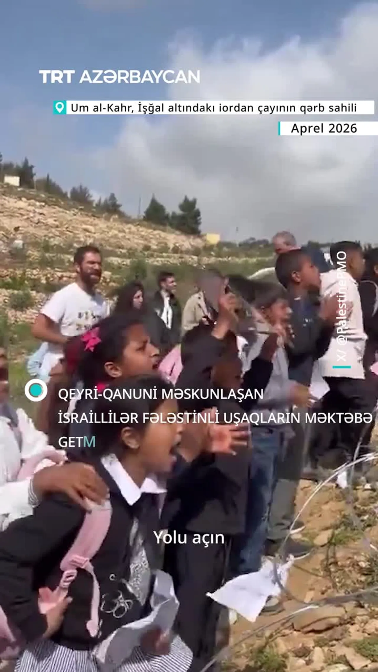 Qeyri-qanuni məskunlaşan israillilər fələstinli uşaqların məktəbə getməsinə mane oldular