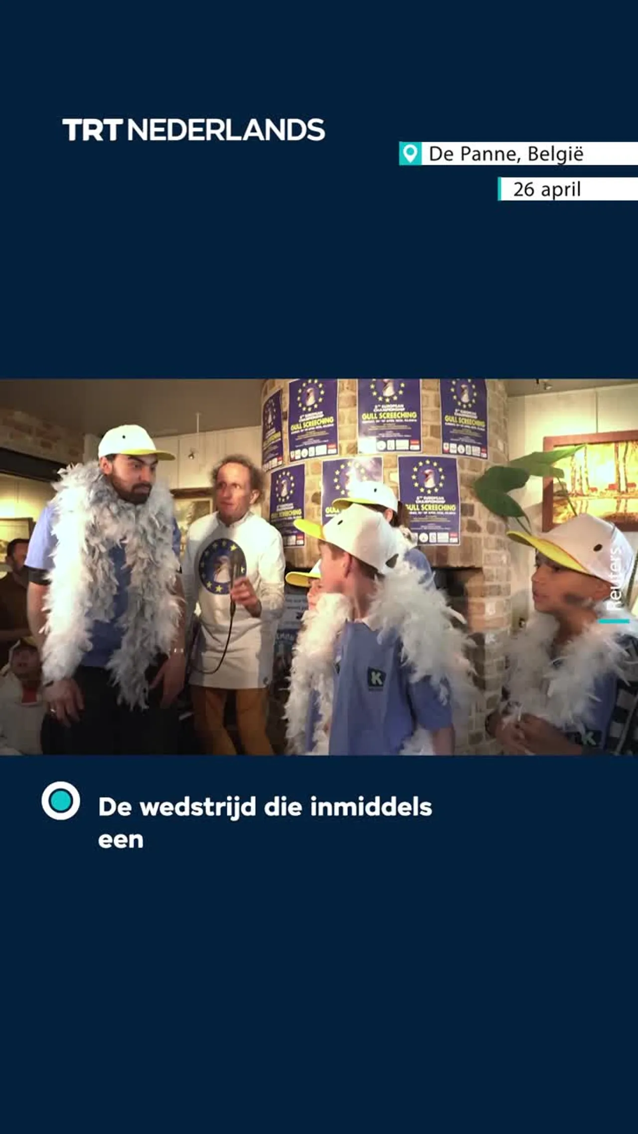 Imitaties van meeuwen strijden om titel van beste krijs tijdens het zesde Europese kampioenschap