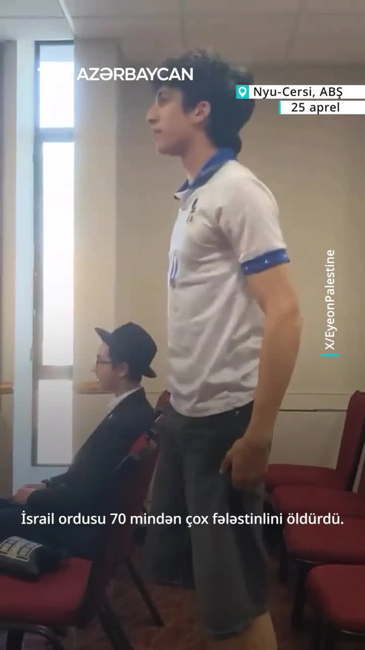 Universitet tələbəsi İsrail əsgərinin çıxış etməyə dəvət olunduğu tədbiri yarımçıq qoyub