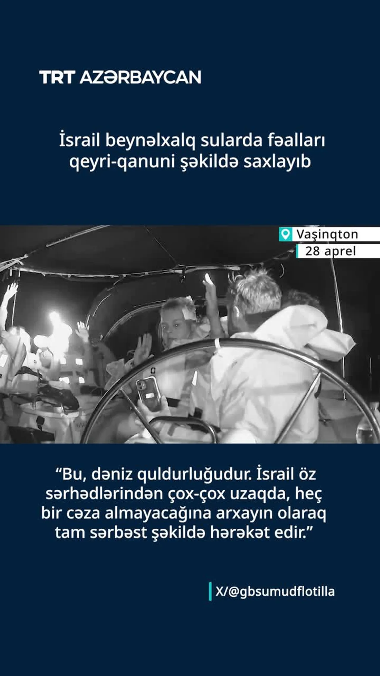 İsrail beynəlxalq sularda fəalları qeyri-qanuni şəkildə saxlayıb