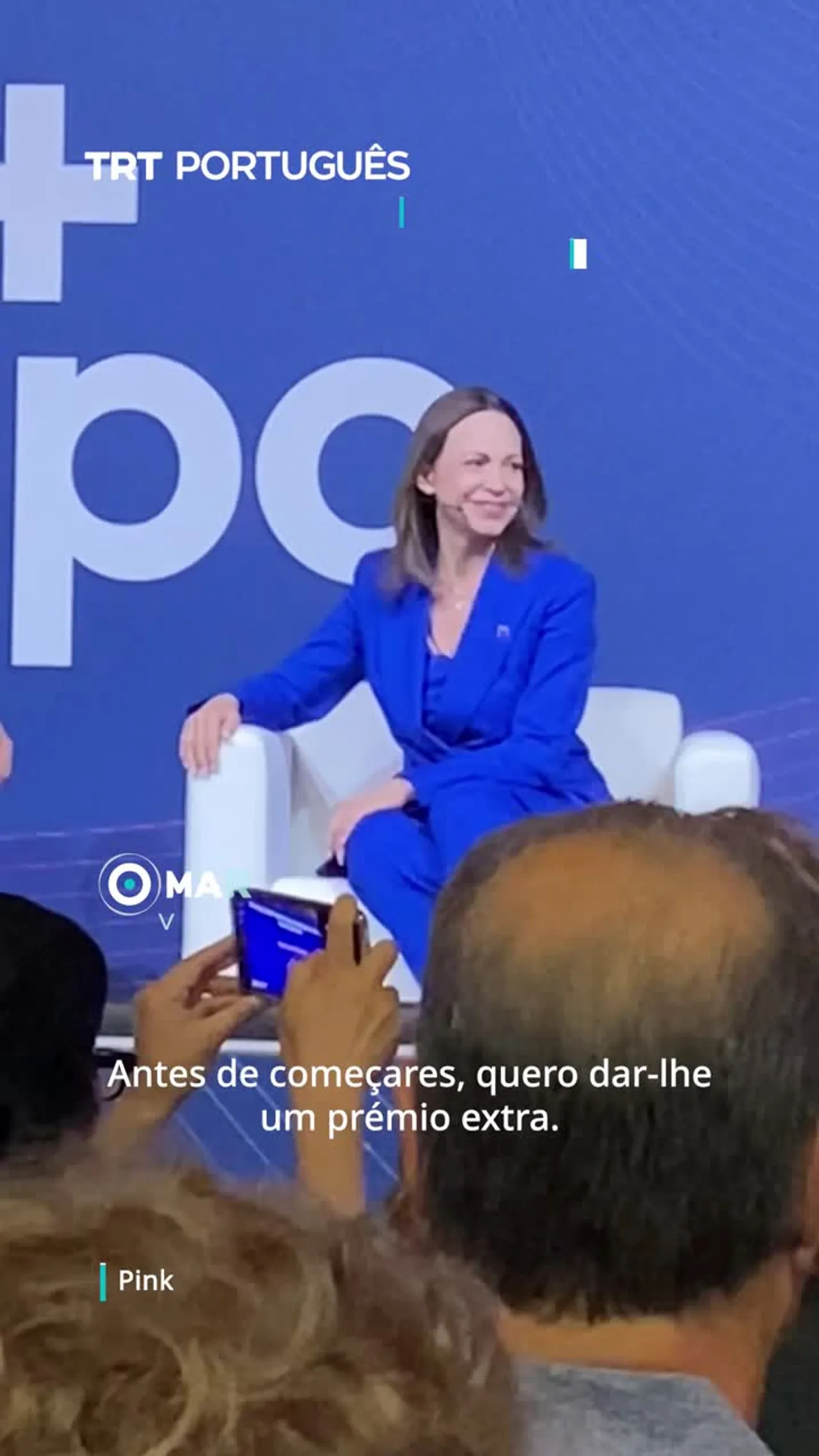 Activistas interrompem discurso da Maria Corina Machado por causa de Gaza e América Latina