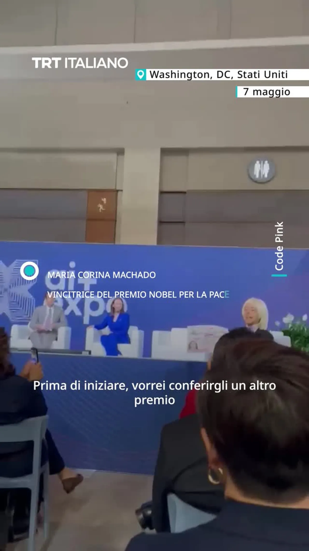 Attivisti interrompono il discorso del premio Nobel per la Pace per Gaza e America Latina