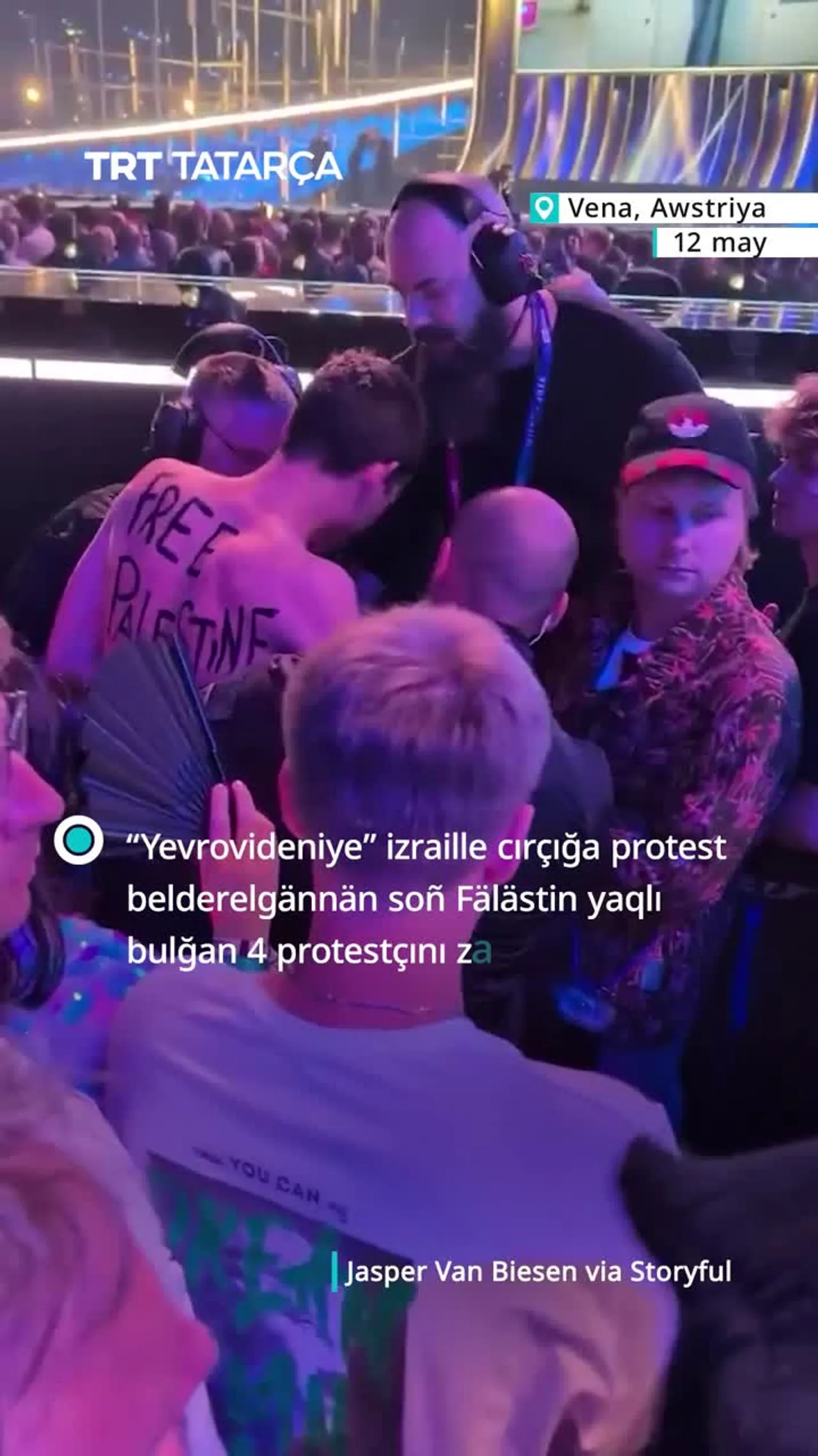 “Yevrovideniye” Fälästin yaqlı 4 protestçını çitläşterde